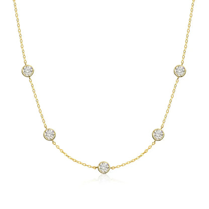 2.5CT Bubble Moissanite Necklace For Women 5mm 5 Stones D Color Diamond Choker Chain 925 Silver Original Certified Jewelry Gift