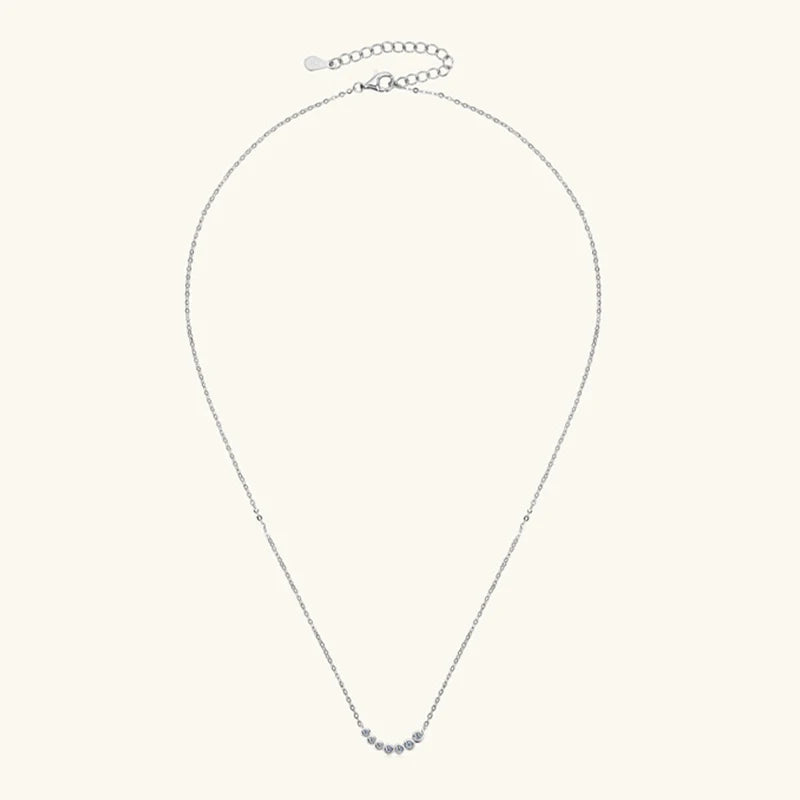 7-Stone Round Bezel D Color Moissanite Pendant Necklace for Women Lady 925 Silver Pass Diamond Test Neck Chain Necklaces