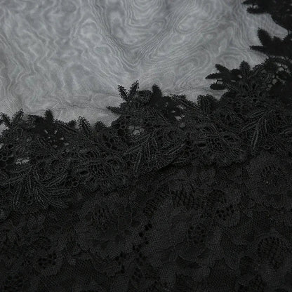 Lace Transparent Mini Dress Sexy Women Wrapping Spaghetti Embroidery Flower Sheath Nightwear Club Mesh Wave Fantacy
