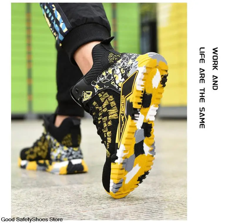 Work Safety Boots Men Work Shoes Steel Toe Safety Shoes Men lightweight Indestructible Boots Anti-puncture Work Sneakers Male