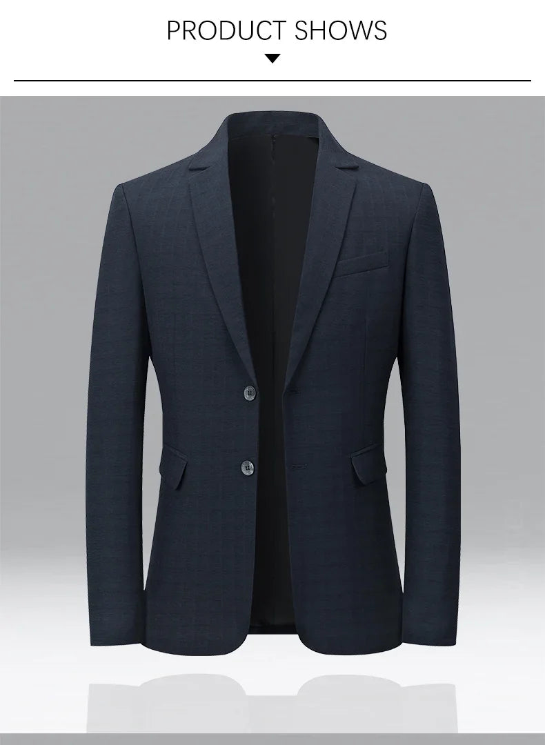 Brand Business England Style Men Suit Slim Fit Easy Care Spring Autumn Wedding Black Formal Blazer for Men Clothing