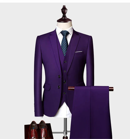 Men's Business Casual Suit for Weddings, Genuine Blazer, Vest and Pants, Big & Tall,Slim Fit Waistcoat, Dress Trousers, US Size