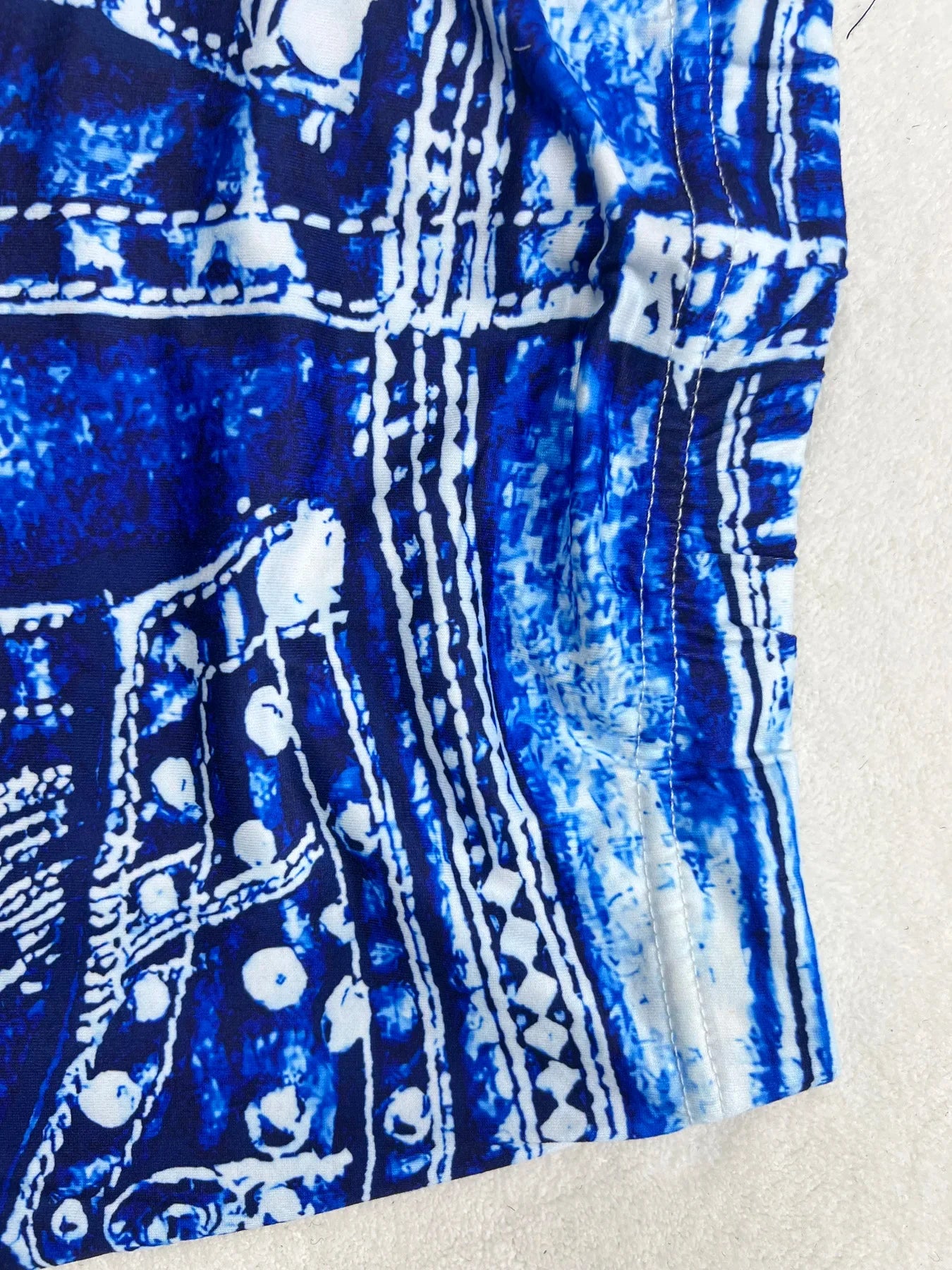 Women's Faux Denim Print High Stretch Slim Shorts, Versatile Yoga Shorts, Polyester Non-Denim Material
