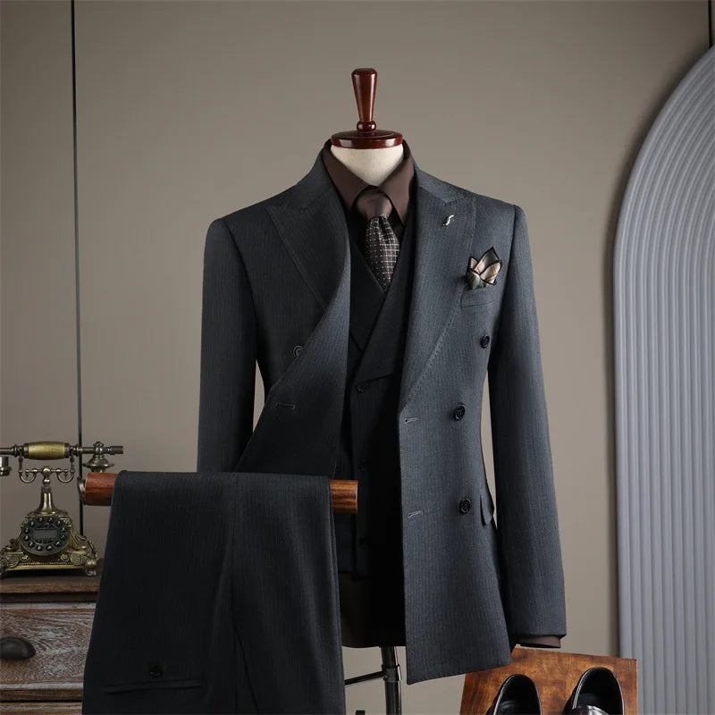 Evening Dinner Formal Slim Fit Suit Sets For Men Wedding Party Classic Tuxedos Fashion Banquet Male High-end Outfits 3 Pieces
