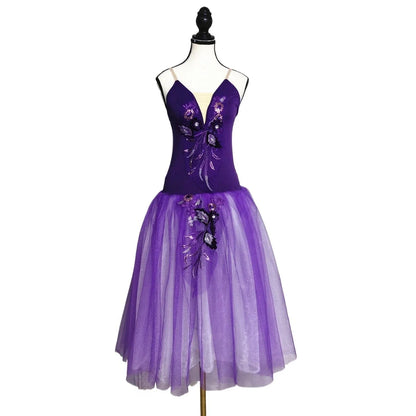 Long Ballet Tutu Skirts Flower Lace Dress Performance Costumes Princess Dance Practice Romantic Dress