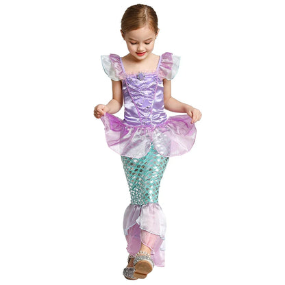 Kids Princess Costume Girls Frozen Elsa Anna Halloween Dress Cosplay Snow White Aurora Moana Rapunzel Mermaid Belle Party Outfit