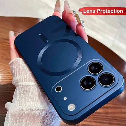 Luxury Matte Magnetic Phone Case For iPhone 17 13 16 Pro Max 15 14 Plus 16E 17 Air For Magsafe Charge Lens Protector Cover