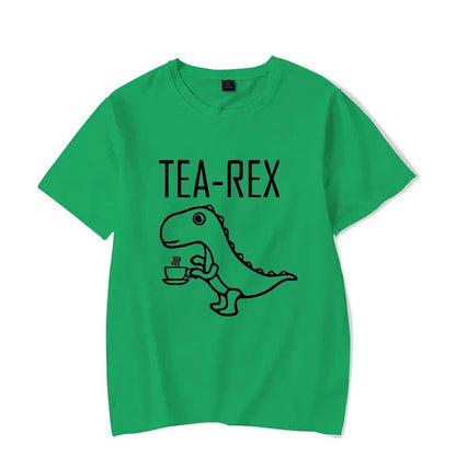 Men Women T-Shirts Tea Rex Funny Dinosaur Drink Coffee T Shirts Fashion Casual TShirt High Quality Streetwear Tops Tee Shirt