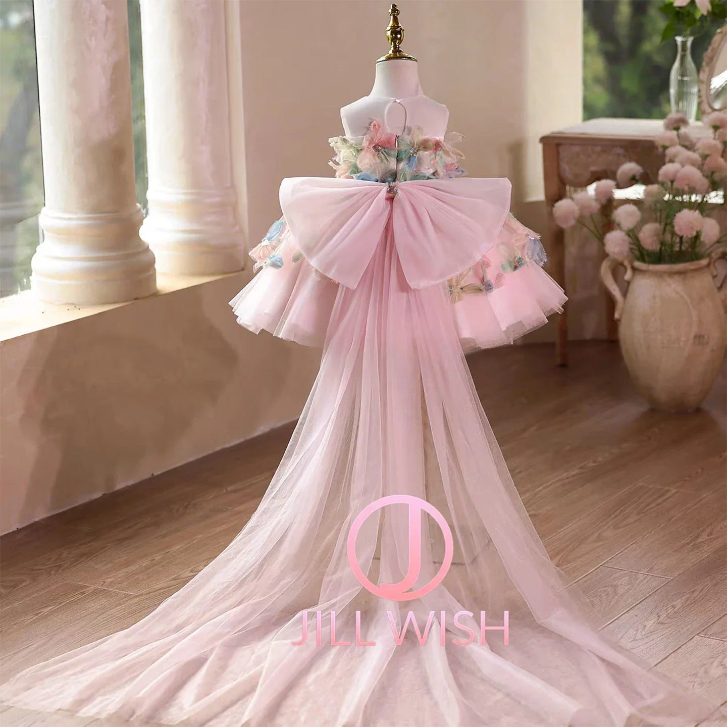 D113 Elegant Turquoise Flower Girl Dress Lace Knee Length Princess Children Wedding 1st Birthday Pageant Party Gown