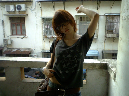 Karrram Japanese Y2k Letter Print T-shirt Trashy 2000s Style V-neck T Shirt Vintage Harajuku Short Sleeve Tee Shirt Grunge 90s