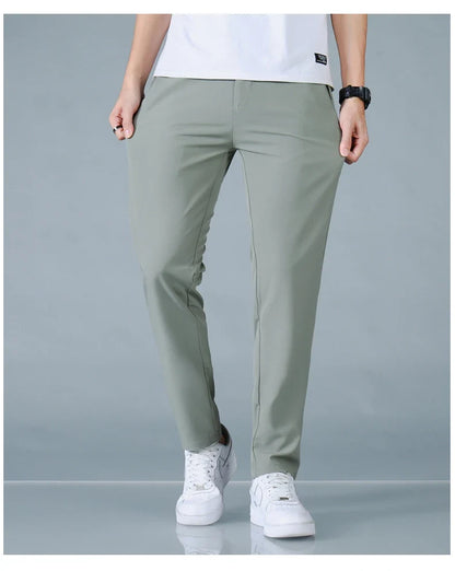 2025 Spring Summer Ultra-thin Men's Casual Pants Slim Straight Leg Elastic Waist Sports Jogging Trousers Fashion Men Golf Pants