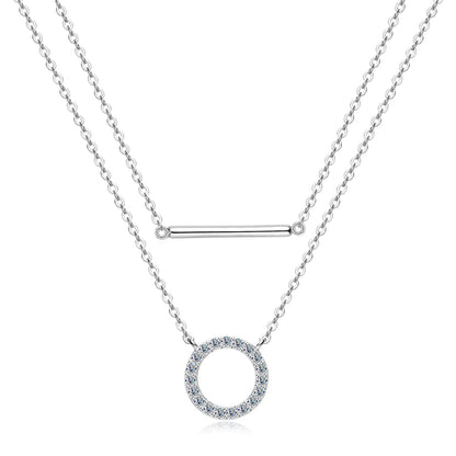 Dainty 1.5mm Moissanite Necklace for Women 14K Gold/Sterling Silver Plated Double Layer Chain Trendy Jewelry Gifts