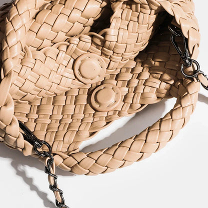 Designer bag Women's handbag Popular small size version PU leather woven bag Fashion style soft handmade bucket bag