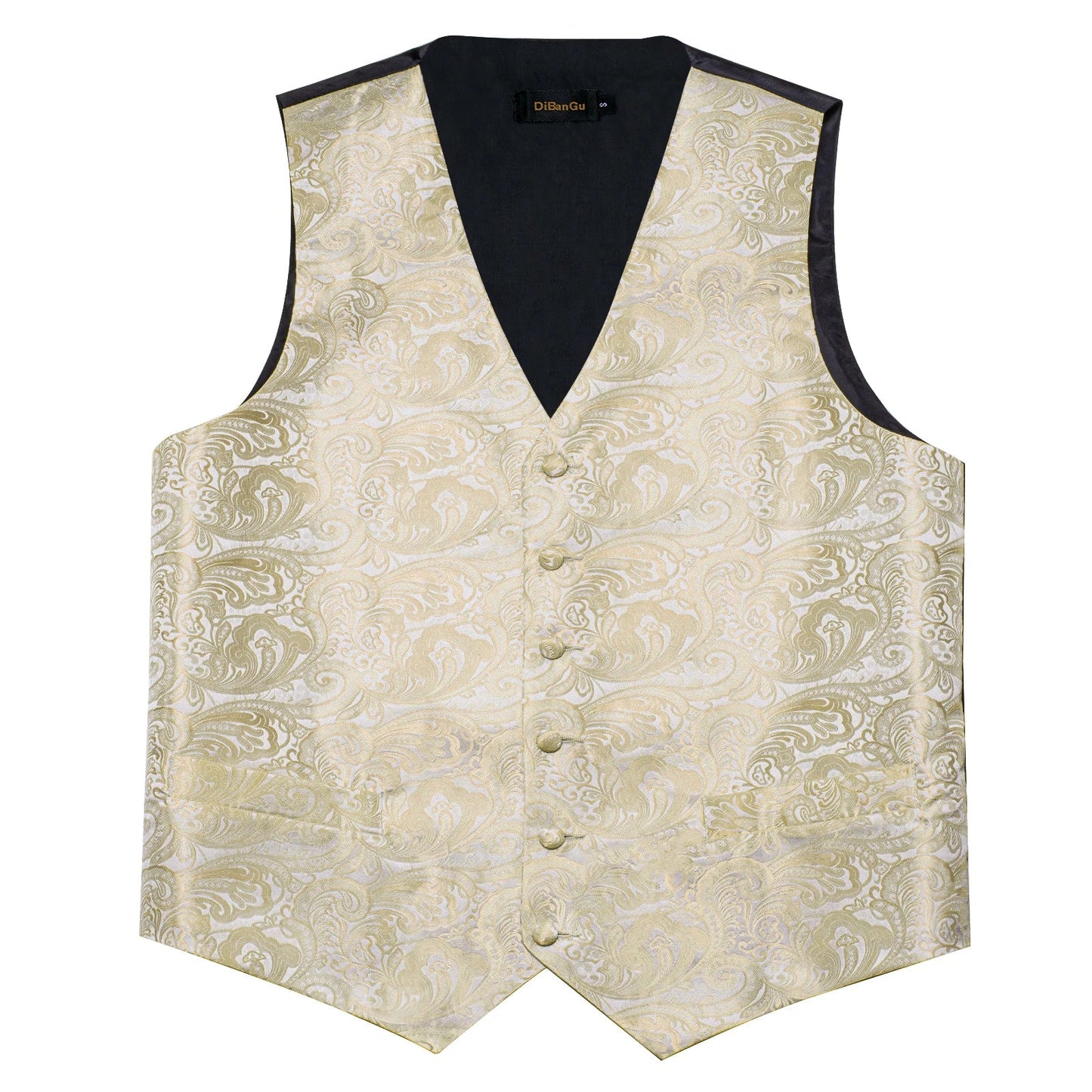 Men Wedding Vest Suit White Black Paisley Sleeveless Waistcoat for Man Shirt Accessories Fromal Bowtie Pocket Square Cufflinks