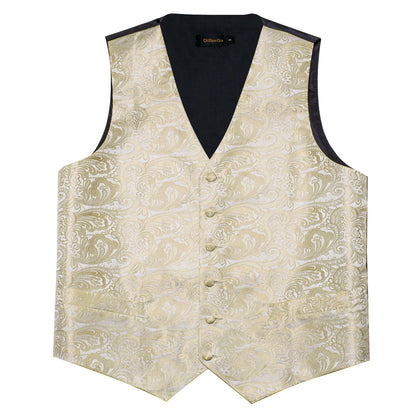 Men Wedding Vest Suit White Black Paisley Sleeveless Waistcoat for Man Shirt Accessories Fromal Bowtie Pocket Square Cufflinks