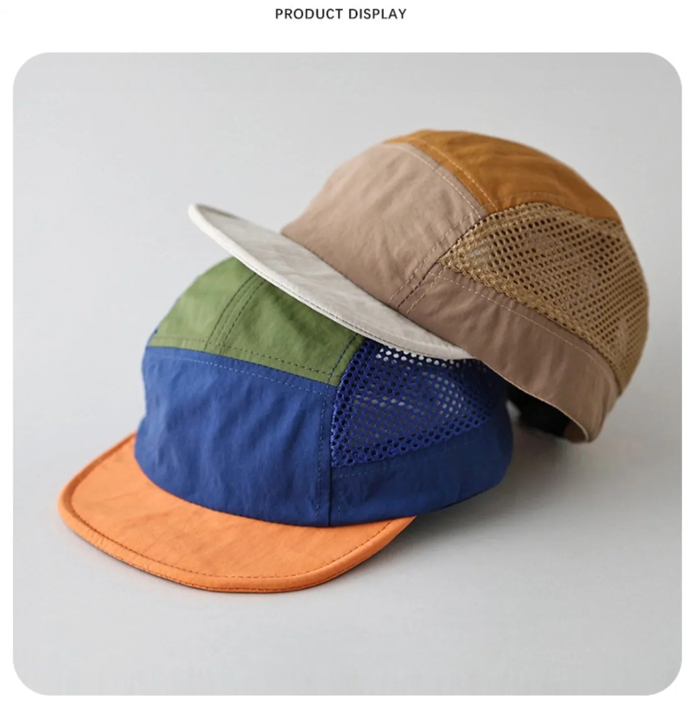 Retro Color-Blocked Breathable Quick-Dry Flat-Brimmed Hat with Adjustable Mesh Fabric, Suitable for Both Men and Women, Ideal for Outdoor Activities Like Hiking, Running, Camping, and Daily Commuting