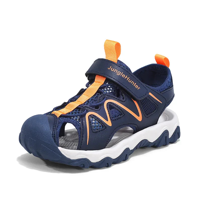 Kids Closed Toe Sport Sandals Adjustable Strap Mesh Non Slip Summer Shoes for Boys Children Outdoor Beach Casual Sandals Sneaker