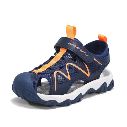Kids Closed Toe Sport Sandals Adjustable Strap Mesh Non Slip Summer Shoes for Boys Children Outdoor Beach Casual Sandals Sneaker