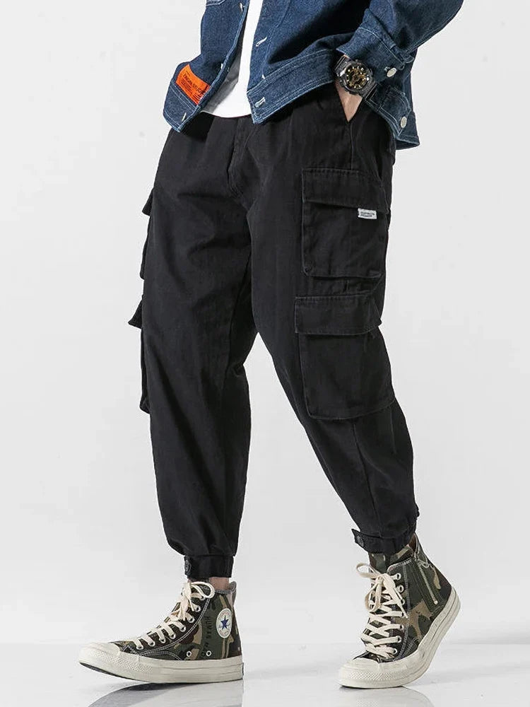 Korean Streetwear Cargo Jogger Pants Men Joggeing Loose Casual Sport Ankle-Lenght Trousers Fashion Sweatpants Male