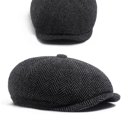 New Retro Herringbone Newsboy Cap For Men Autumn Winter Warm Beret Women Fashion Vintage Hat Hip Hop Female Flat Caps Berets
