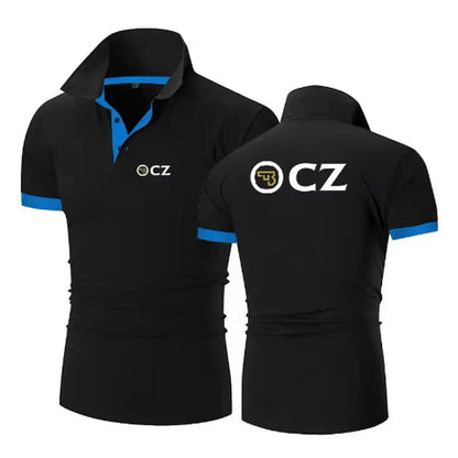 CZ Ceska Zbrojovka 2025 Men's New Summer Hot Sale Fashion Cotton Breathable Polos Shirt Casual Solid Color Slim Fit Top Clothing