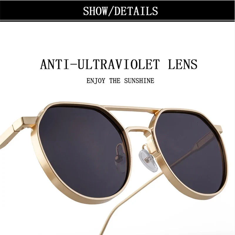 Heavy Metal Sunglasses For Men Round Steampunk Sunglasses Women Trendy Luxe Punk Fashion Glasses Gafas De Sol Hombre Zonnebril