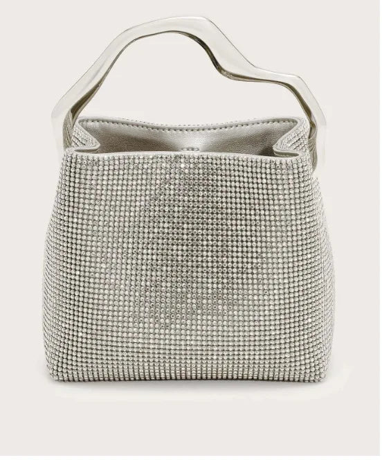 Luxury Satin Bucket Bag Women's Handbag Crystal Shiny Rhinestone Diamond Evening Bag Wedding Party Clutch Purse Crossbody Bag