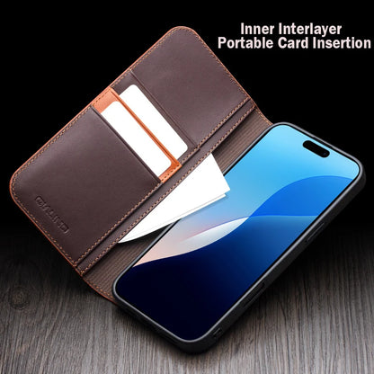 Genuine Leather Flip Case for iPhone 16 Plus Handmade Fashion Cover with Card Slots for iPhone 16 15 14 13 Pro Max 15Pro