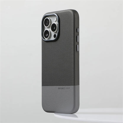 Luxury Business Hit Color Relief Leather Magnetic Case For iPhone 17 Air 16 15 14 13 Pro Max MagSafe Shockproof Alloy Lens Cover