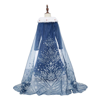 2026 Kid Elsa Anna Costume Girl Birthday Floral Dress Children Snow Queen Performance Fantasy Princess Evening Halloween Costume