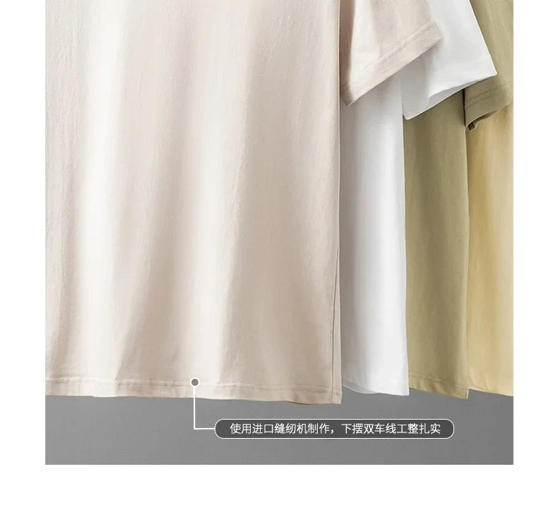 8.1Oz 230gsm Men's Pure Cotton T Shirts 2025 Summer New Oversizes Solid Color T-Shirts for Men and Women Customizable
