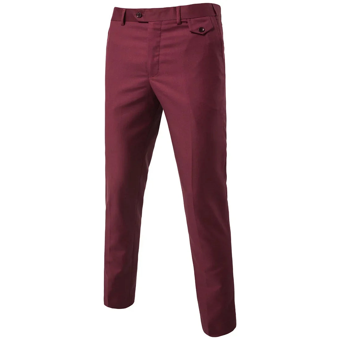 Mens Black Slim-Fit Suit Pants Business Casual Formal Trousers