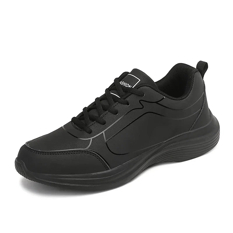 2025 New Lightweight Men Casual Leather Sneakers Non-slip Breathable Male Outdoor Running Shoes Lace Up Soft Sport Shoes