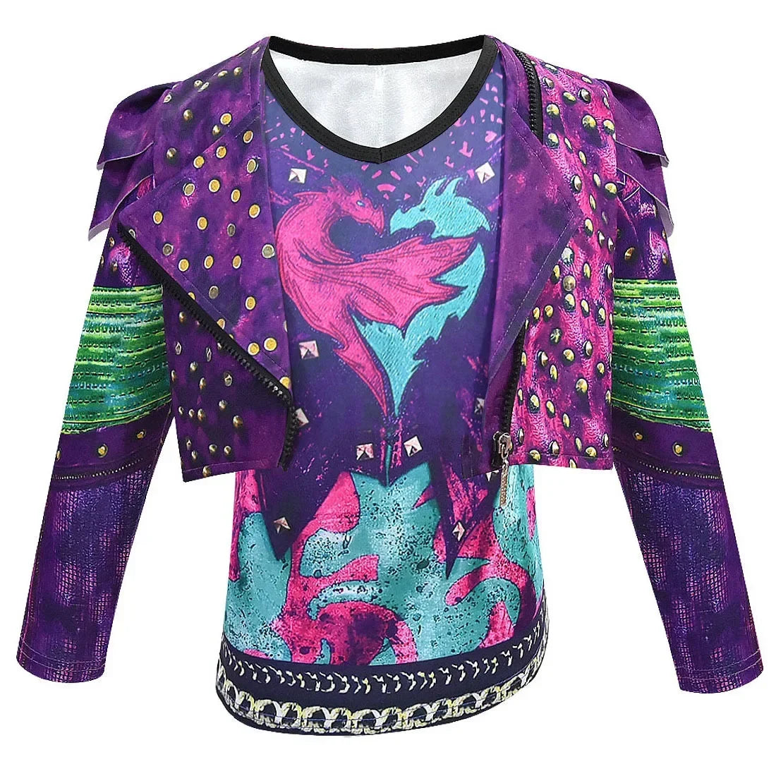 Girls Evie Mal Cosplay Costume D-Descendants 3 Kids Christmas Halloween Clothing Uniform + Wig Sets Children Party Birthday Gift