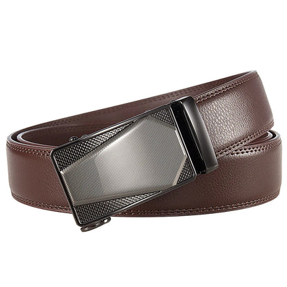 Men's Leather Belt High quality genuine leather alloy automatic buckle Adjustable ratchet belt Fashion business belt for men