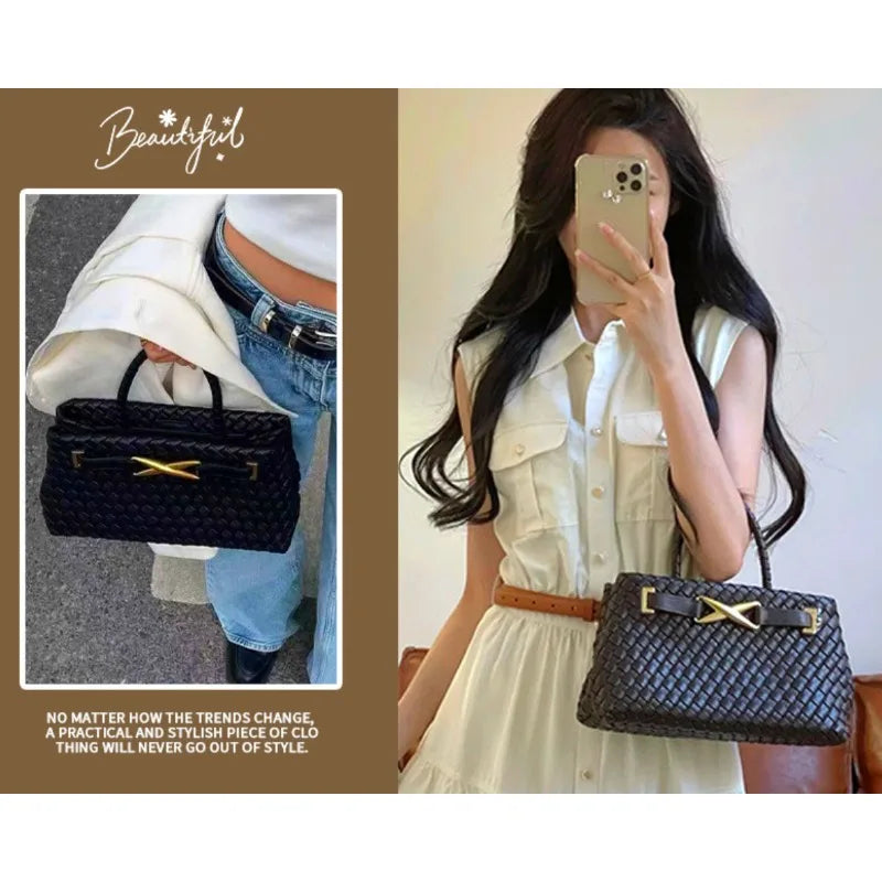 high-end light luxury style hand-woven handbag,fashionable and versatile,popular clutch for evening event and women's bag