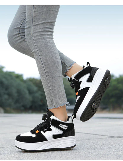 Students children's shoes four wheel light shoes Boys invisible roller shoes large size outdoor sports walking shoes women