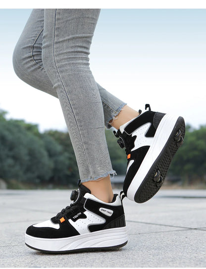 Students Children's Shoes Four Wheel Light Shoes Boys Invisible Roller Shoes Large Size Outdoor Sports Walking Shoes Women