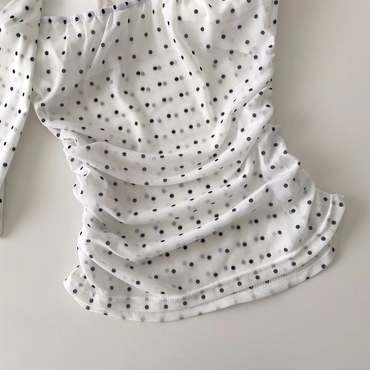 Polka Dot Holiday Top Women Strapless Backless Ribbons Sheer Spicy Girl Camisole 2026 Summer Mesh Hotsweet Sexy Camis