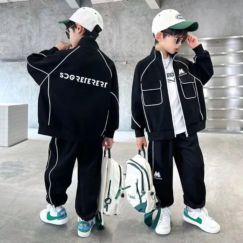 2025 New Boys' Spring-Autumn Outfit Set Middle-Large Size Korean Style Stylish Cool Kids' Clothing for Boys