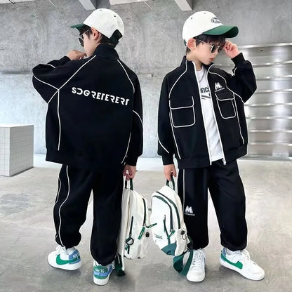 2025 New Boys' Spring-Autumn Outfit Set Middle-Large Size Korean Style Stylish Cool Kids' Clothing for Boys