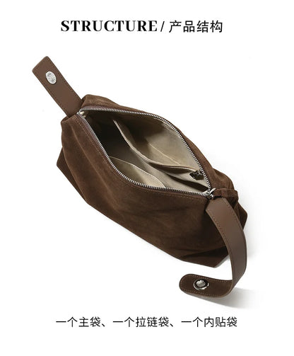 Genuine Grade Autumn Winter Big Boston Luxury Designer Tote Soft Matte Suede Leather Women Handbag Female Shoulder Crossbody Bag