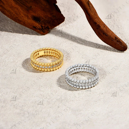ATTAGEMS Nouvelles Tendances Anneaux Éternels en Moissanite pour Femmes Argent Sterling S925 Diamant D VVS1 Bagues de Fiançailles Élégantes Bijoux Fins