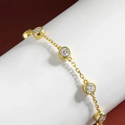4mm 0.3CT Full Moissanite Tennis Bracelets For Women S925 Silver Plated 18K Gold Hand Chain Fine Jewelry with certificate
