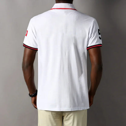 New Swiss polo shirts men short sleeved polo collars fashionable casual sporty high-end pure cotton micro elastic embroidery