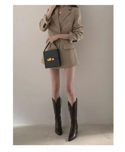 Women Blazer 2025 New Slim Spring Autumn Suit Jackets One Button Long Sleeve Korean Casual Coats Female Blazer Outwear Trend Top