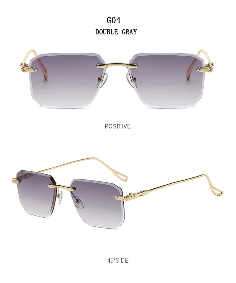 2024 Rimless Sunglasses Women Trendy  New Square Fashion Glasses Vintage Luxe Lentes De Sol Mujer Lunette Soleil Femme Okulary