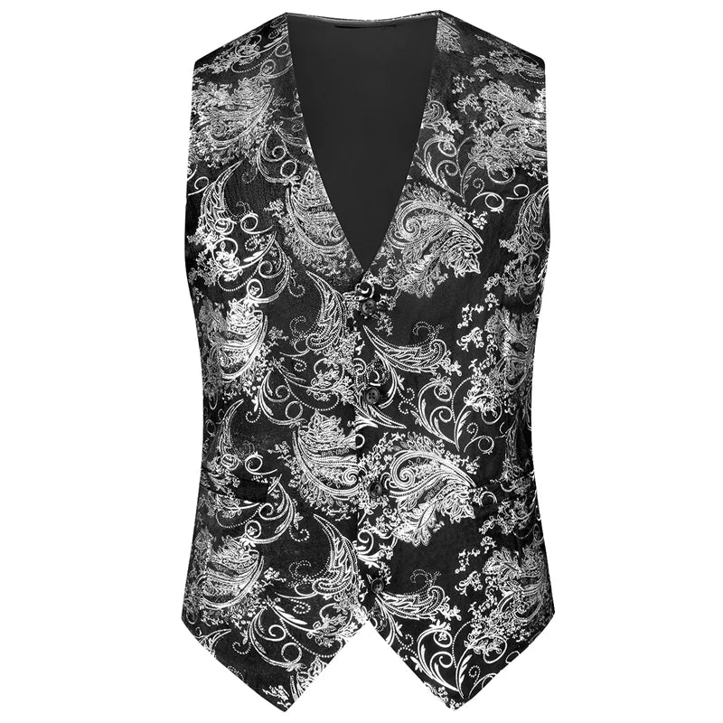 2026 New Mens Gold Steampunk Vest, Asian Size Blue Sleeveless Slim Dress Vests, Red Silver Waistcoat