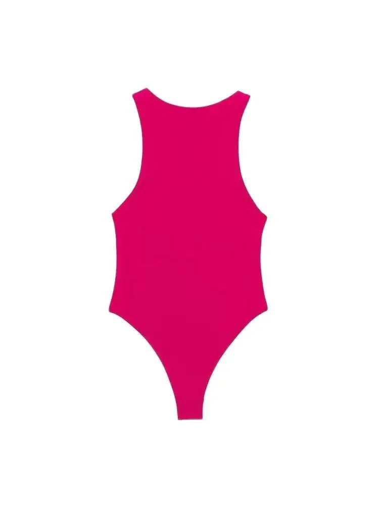 Women Fashion With Halter Neck Skinny Bodysuit Sexy Sleeveless Snap-button Female Playsuits Mujer