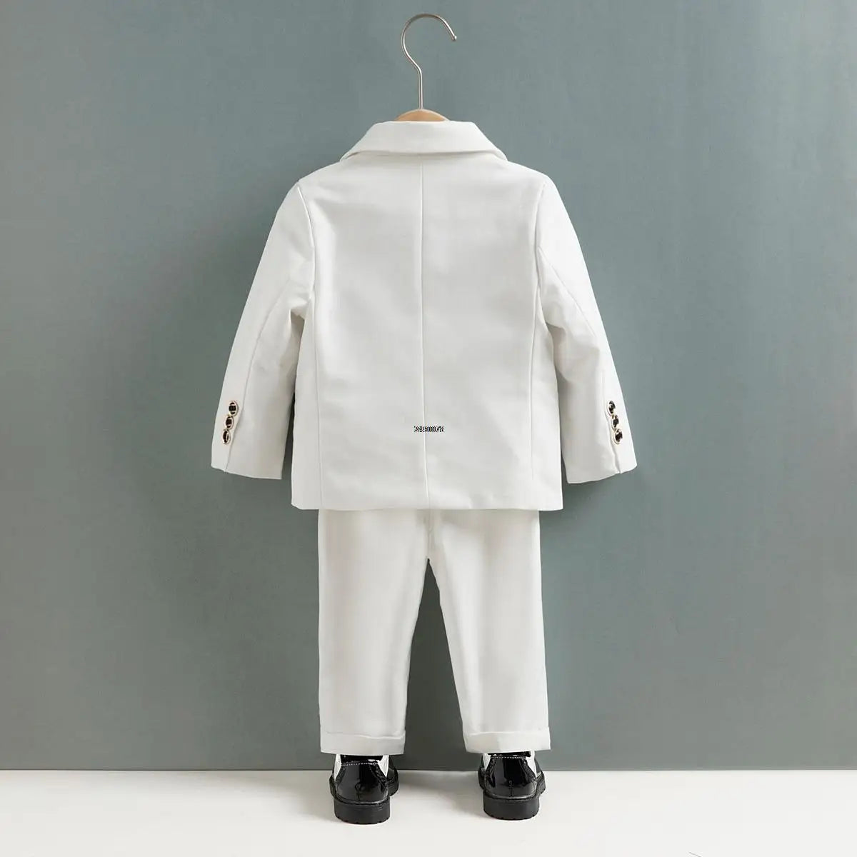 Children White Wedding Suit Kids DIY Jacket Pants Botwtie Photograph Suit Flower Boys Birthday Tuxedo Party Dress Dance Costume